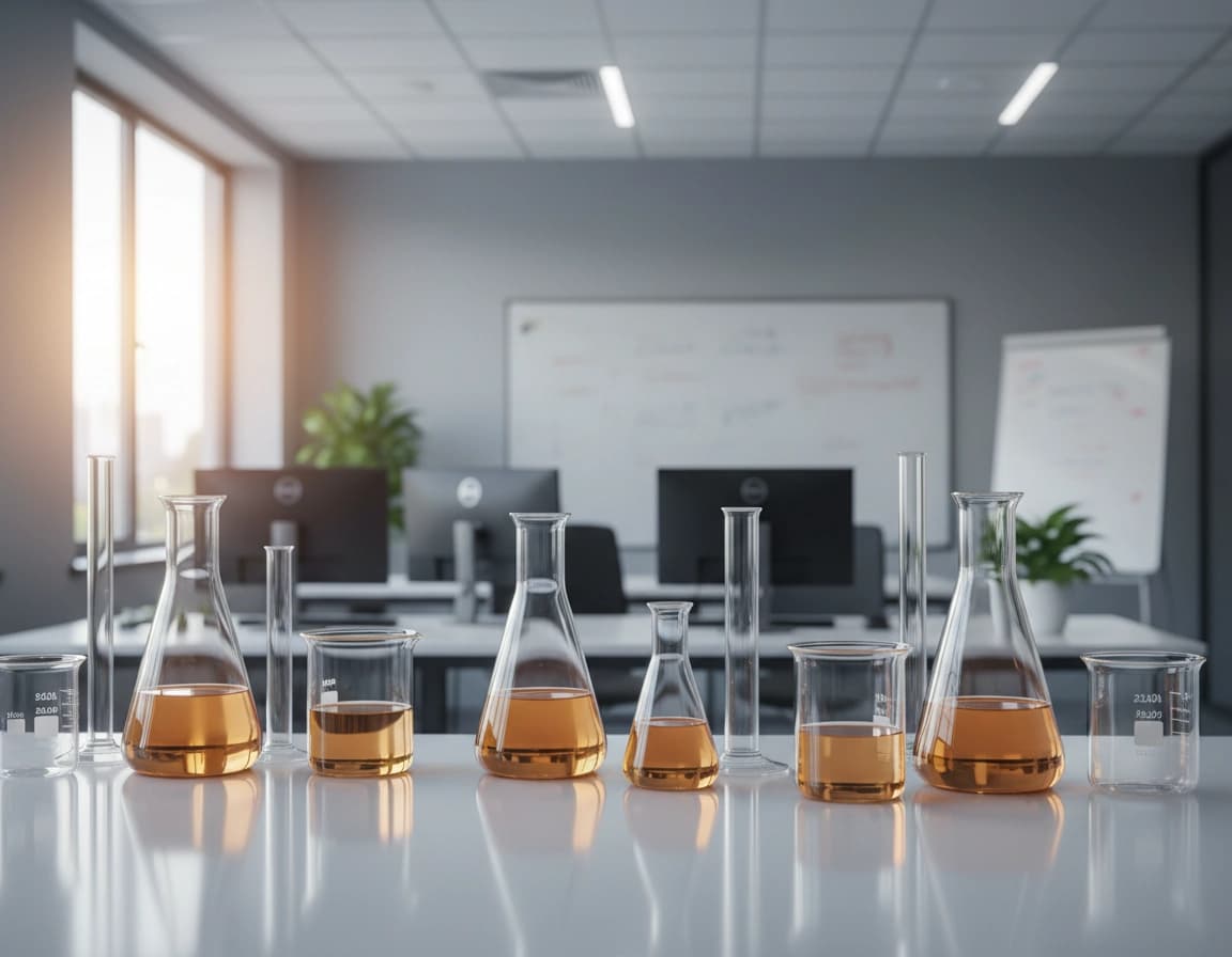 Research glassware in a modern laboratory