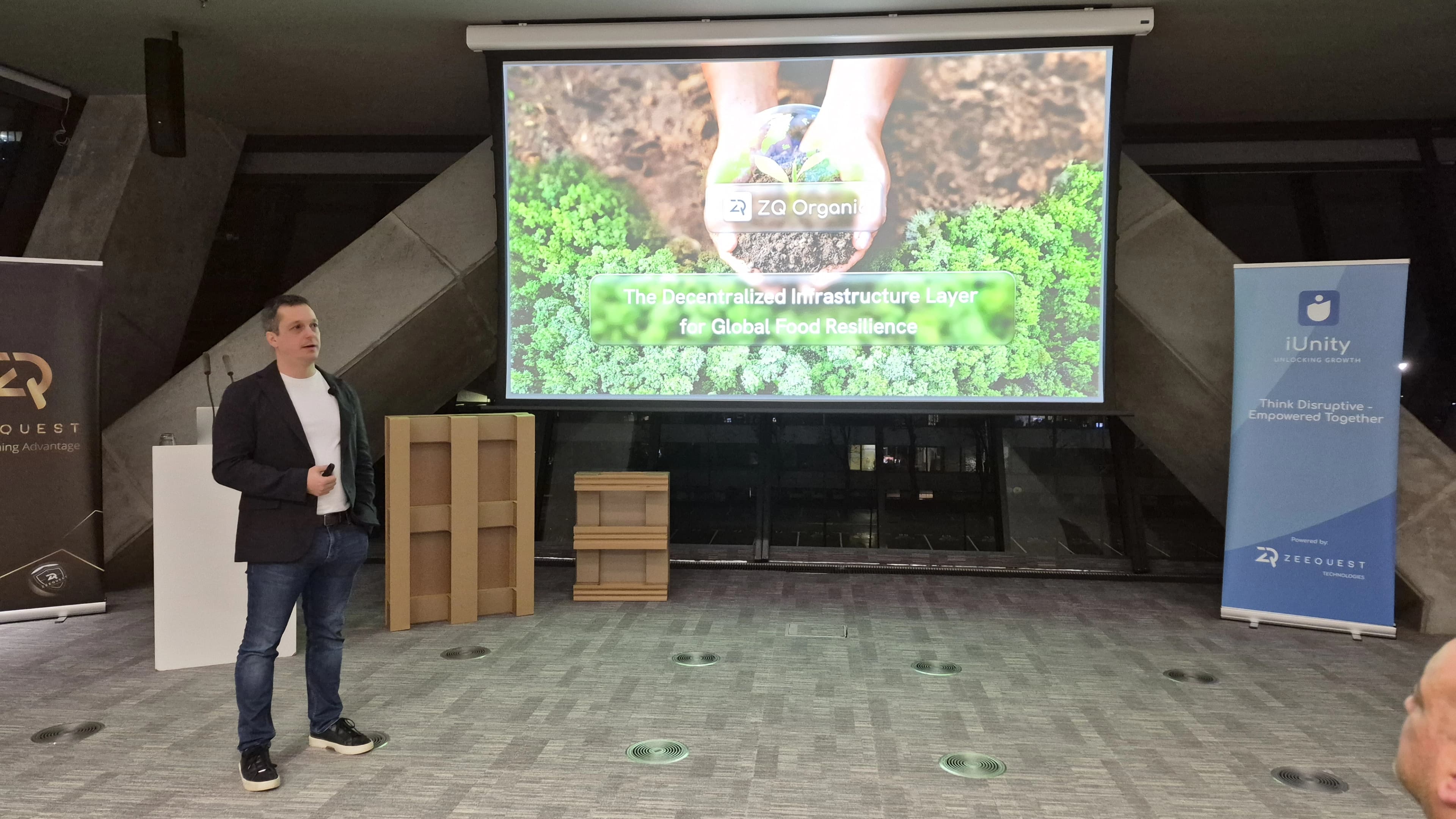 Gregor Brajović presenting a sustainable food-resilience initiative