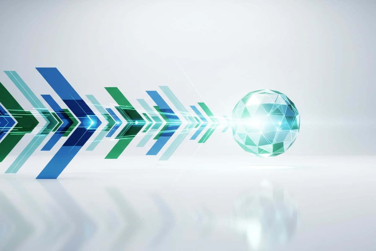Forward-moving geometric illustration representing purposeful innovation