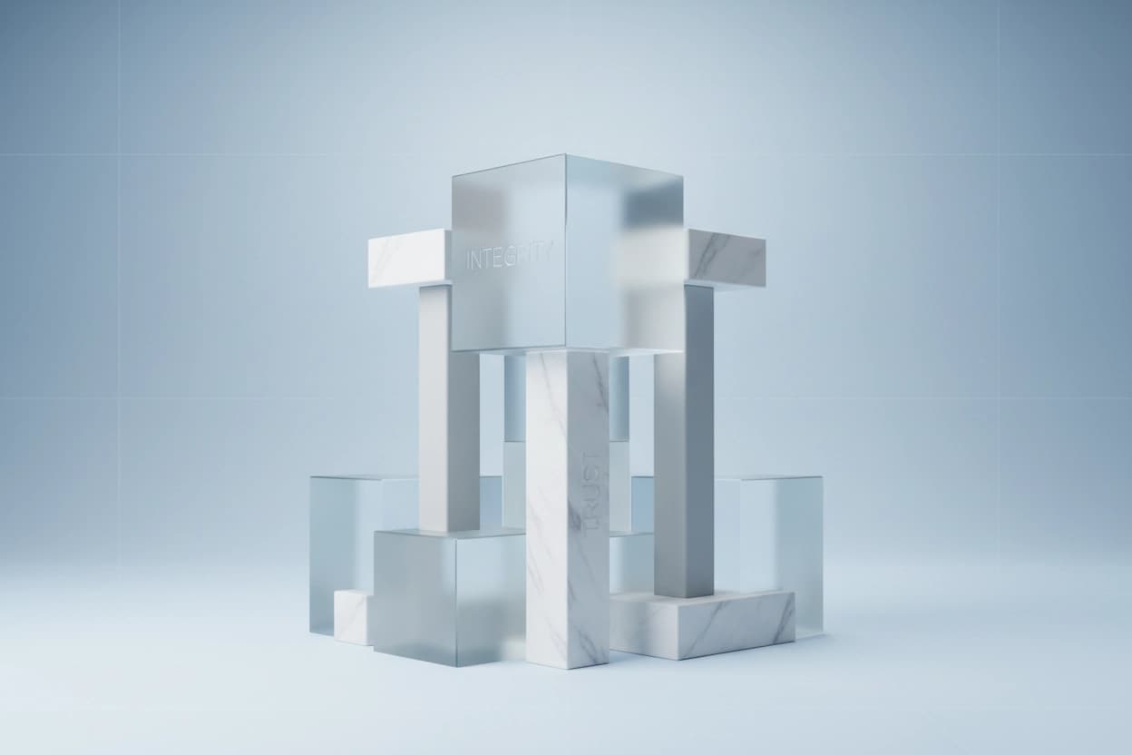 Structural pillars representing integrity and trust