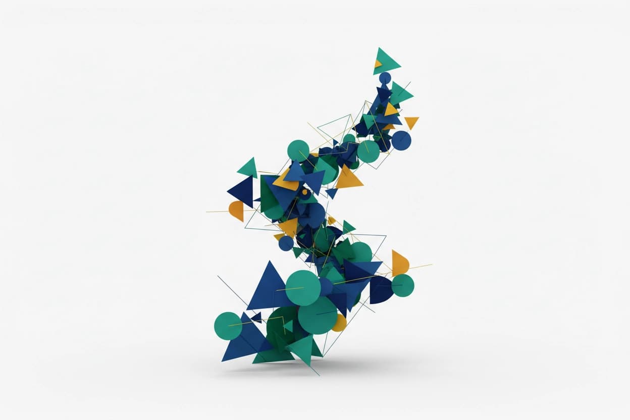 Layered geometric illustration representing collaboration