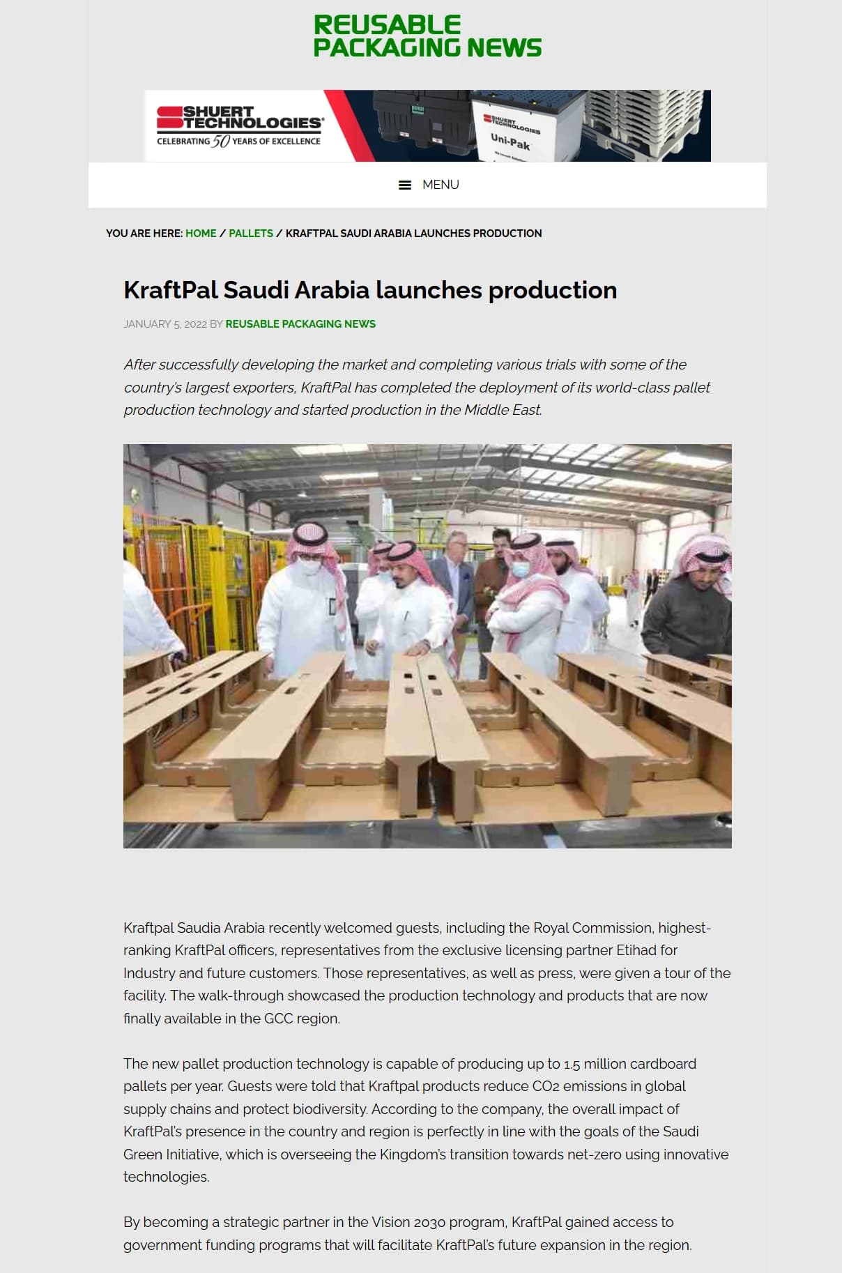 Published article about KraftPal pallet technology
