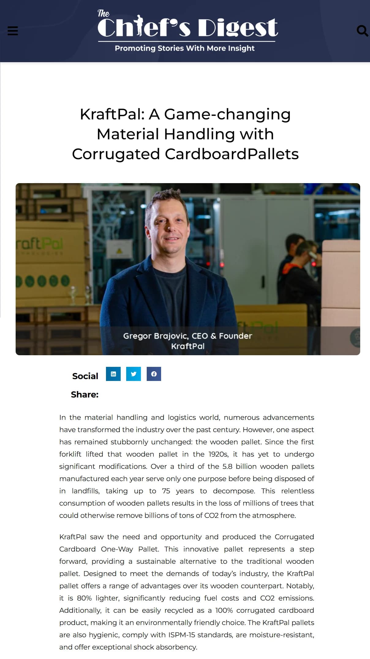 International trade publication featuring KraftPal