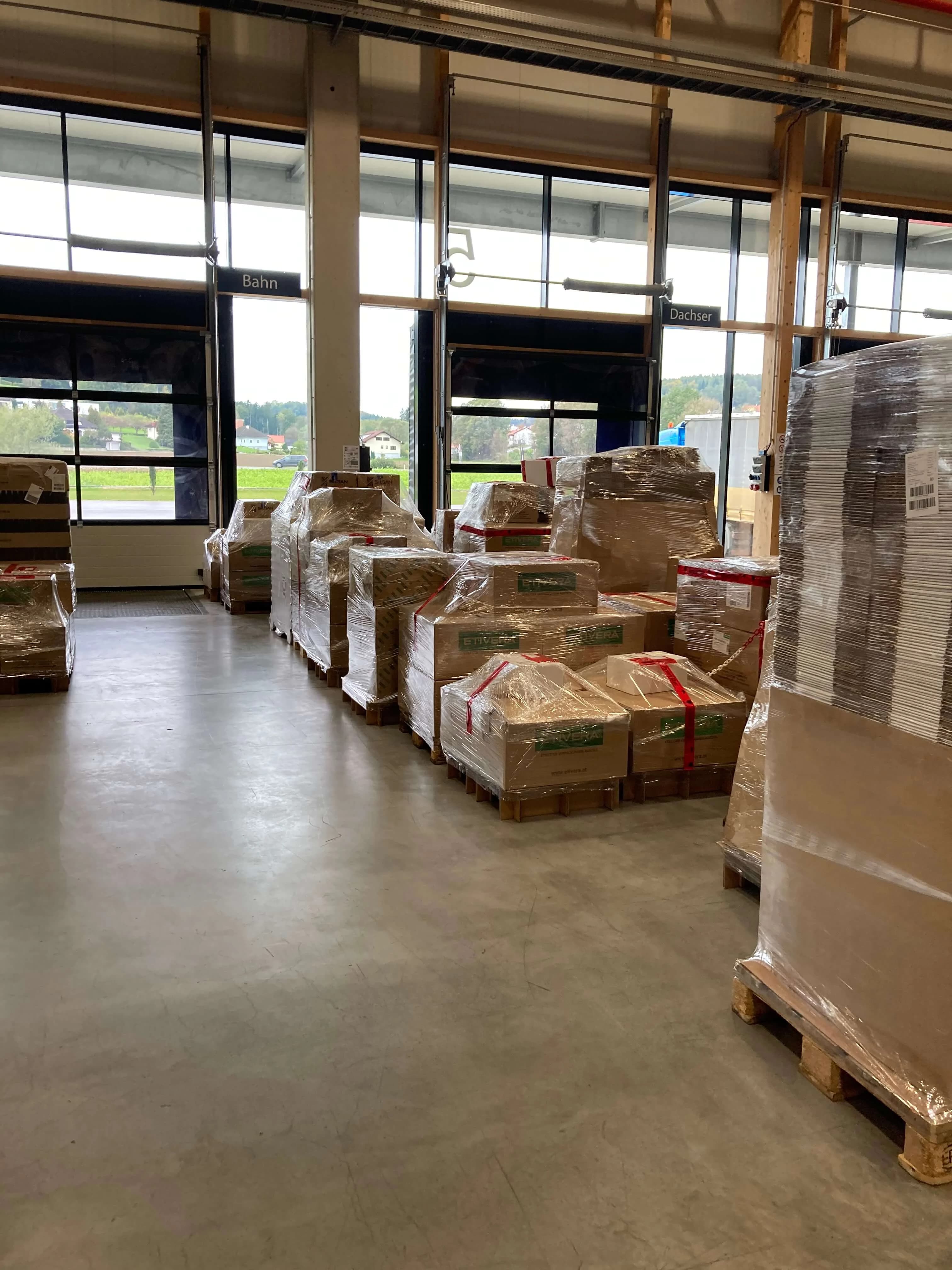 KraftPal pallets carrying packaged goods