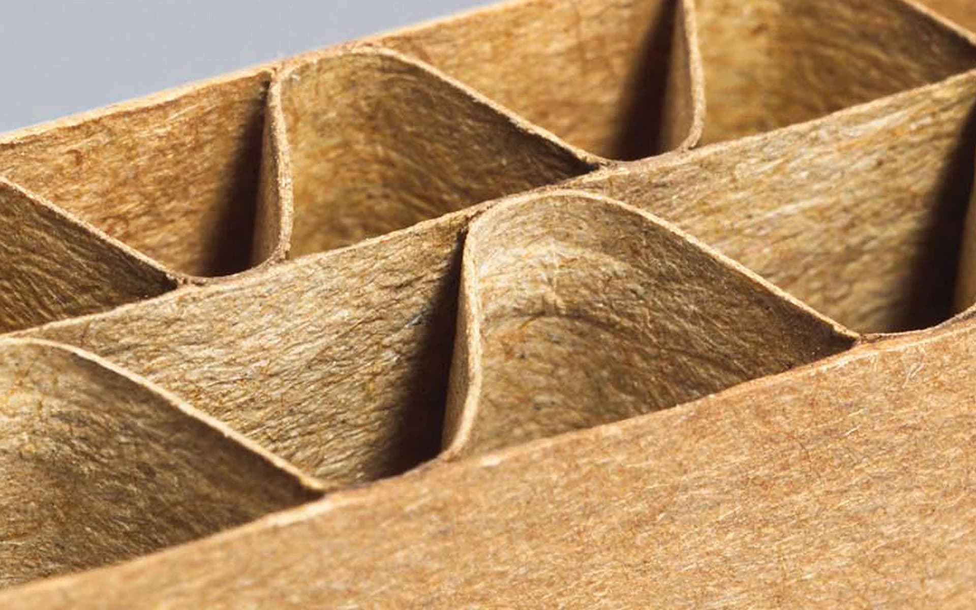 Close-up of an engineered corrugated fibre structure