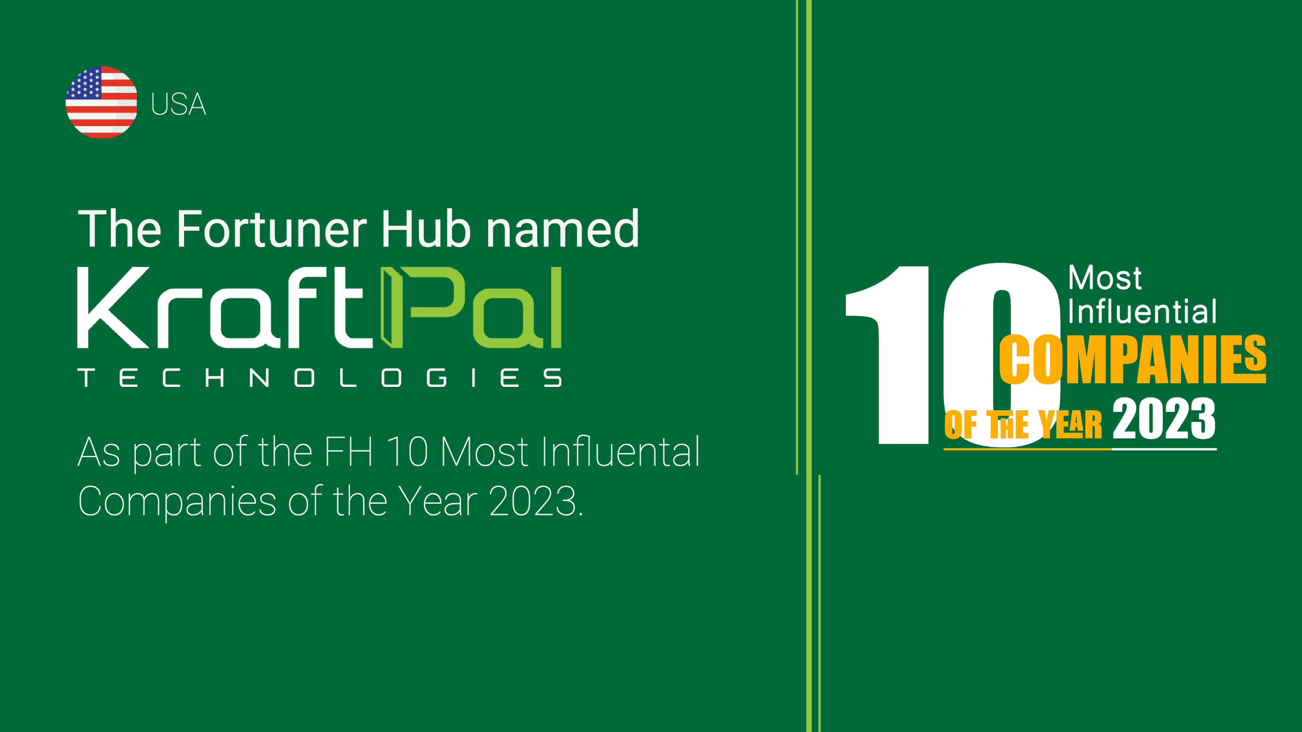 Fortuner Hub Recognizes KraftPal Among the World's Top 10 Most Influential Companies of 2023