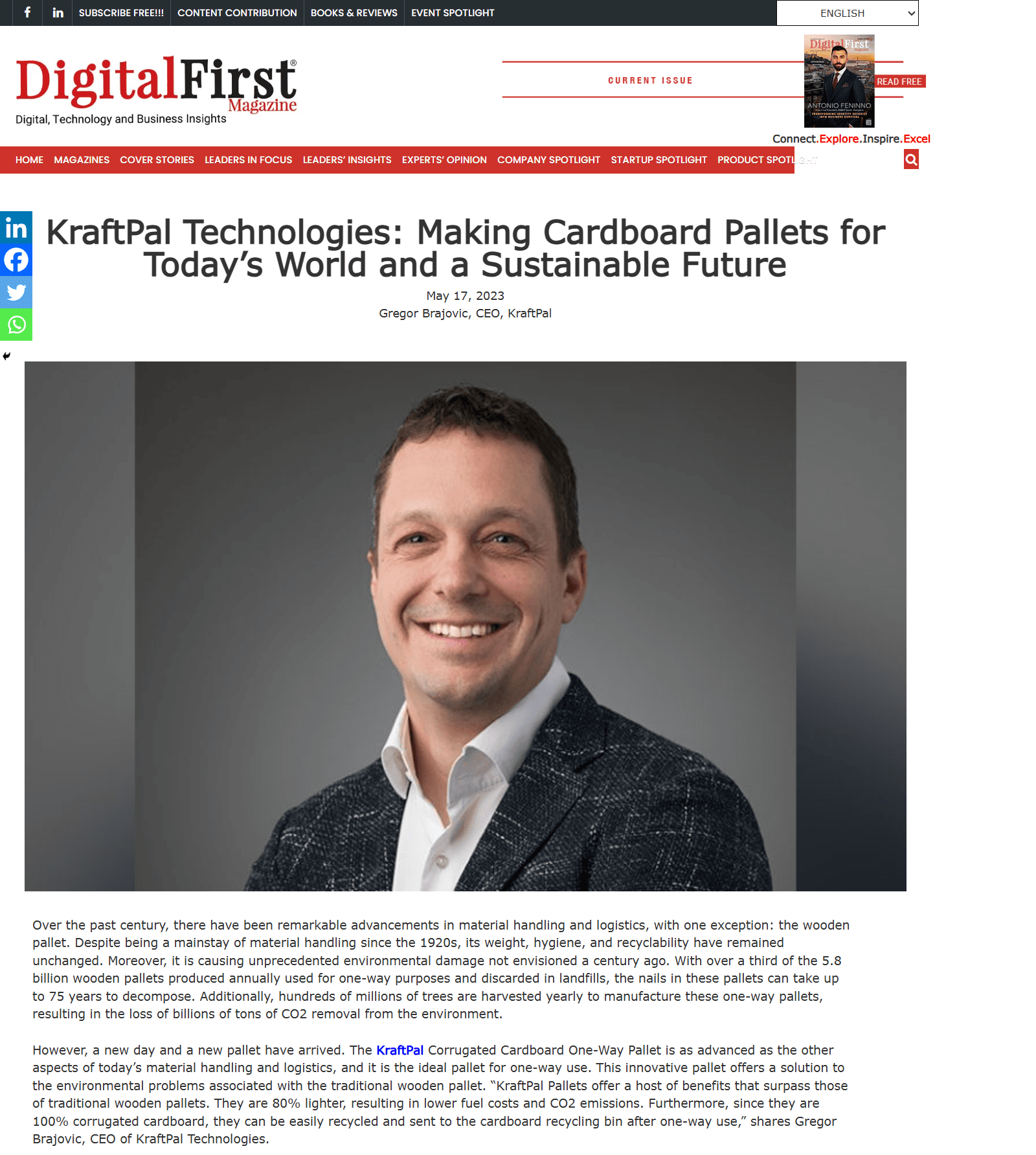 Digital First Magazine Recognizes KraftPal Among Europe's Top 10 Most Innovative Companies