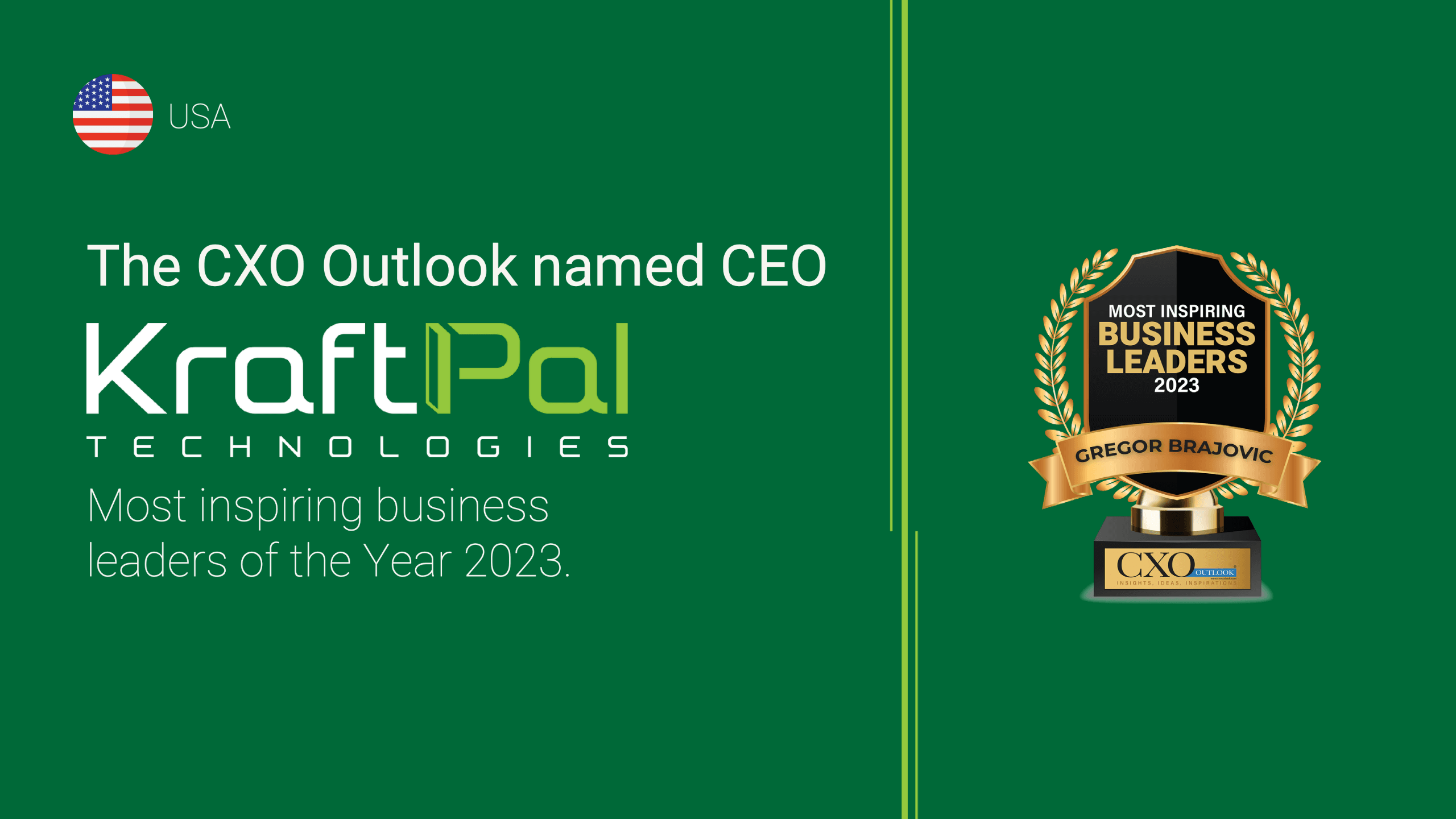 Gregor Brajović Recognized by CXO Outlook Among the Most Inspiring Business Leaders of 2023